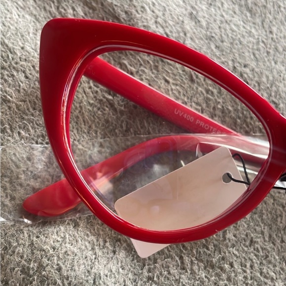 RED VINTAGE LOOK CAT EYE  FRAME BLUE LIGHT BLOCKING GLASSES.…NEW - Picture 4 of 12